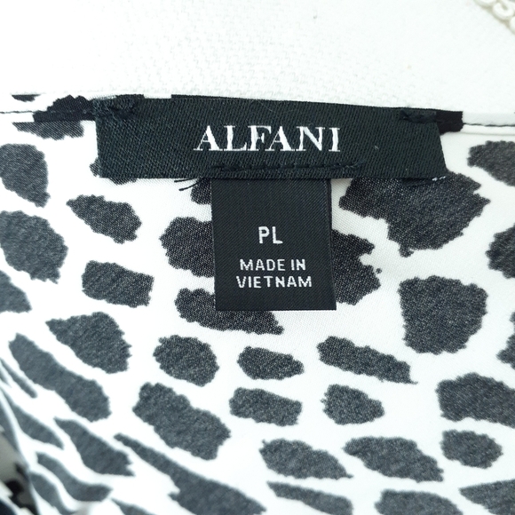 Alfani Blouse PL Animal Print Top Black White 565 - Picture 5 of 7
